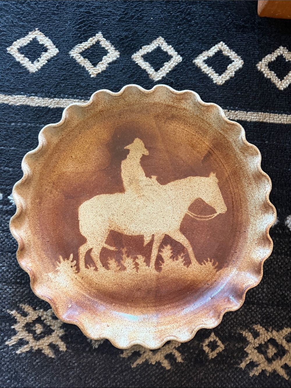 Vintaged Signed Anspach Wyoming Cowboy Horse Pottery